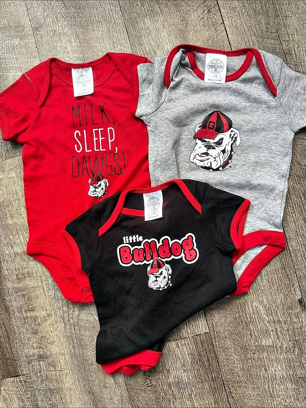Rivalry Threads Georgia Bulldogs Infant 3-Pack Bodysuits Red & Gray